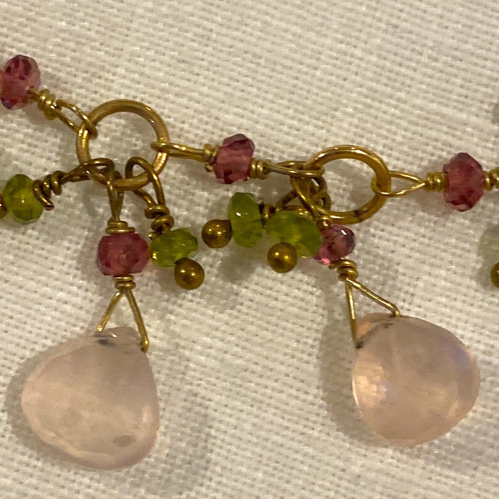 NEIMAN MARCUS SEMI PRECIOUS STONES OF ROSE l QUARTZ ,PERIDOT AND AMETHYST - Picture 8 of 9